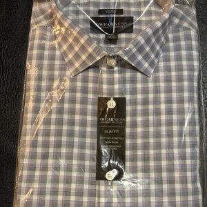 Kenneth Cole Men's Checkered Shirt - Purple and White